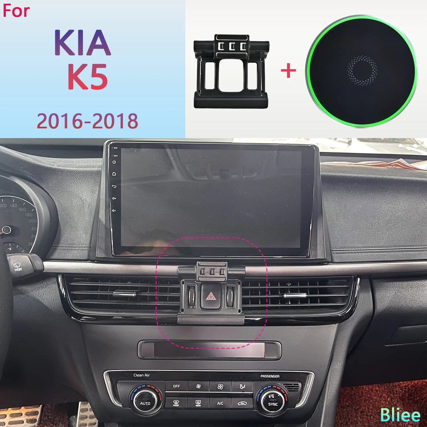 For KIA K5 2016 2017 2018 Magnetic Car Phone Holder 15W Wireless Charging Phone Stand MagSafe Base