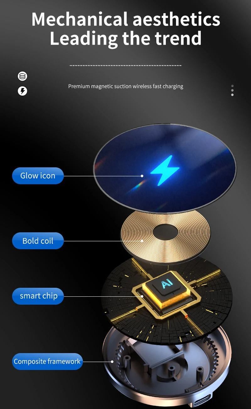 For KIA K5 2016 2017 2018 Magnetic Car Phone Holder 15W Wireless Charging Phone Stand MagSafe Base