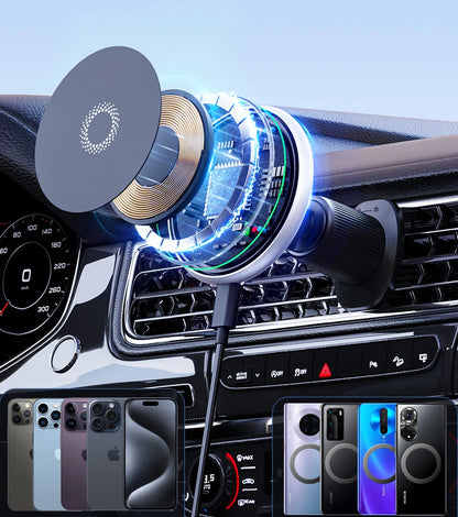 For KIA K5 2016 2017 2018 Magnetic Car Phone Holder 15W Wireless Charging Phone Stand MagSafe Base